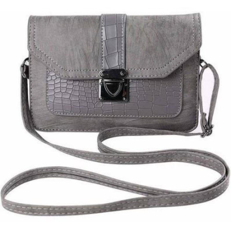 SUMACLIFE Ridged Buckle Crossbody Purse Bag fits Cellphones up to 6.5" x 4.3"