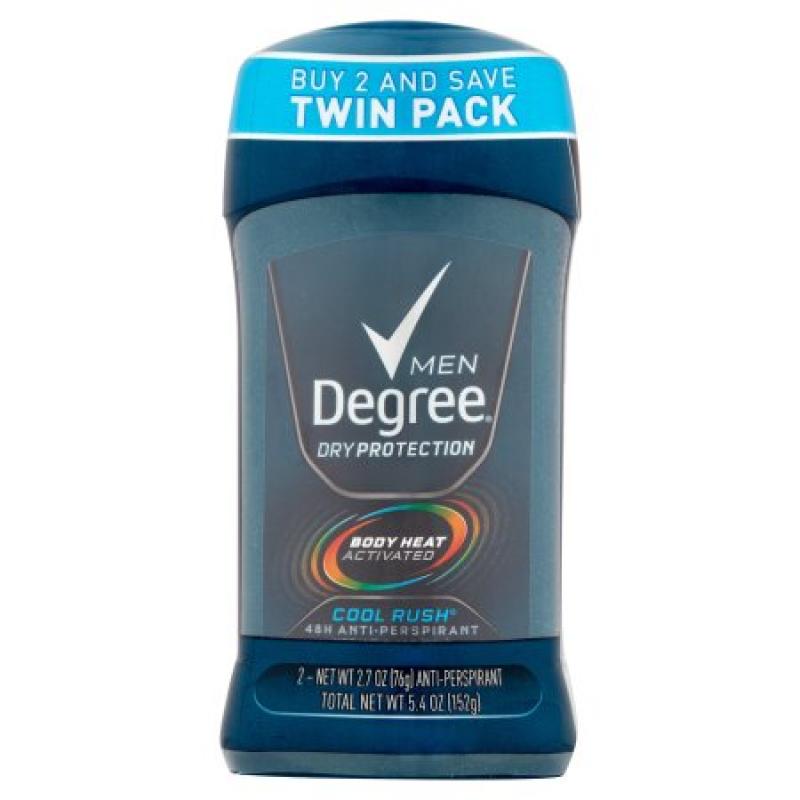 Degree Men Dry Protection Cool Rush 48H Antiperspirant Deodorant Twin Pack, 2.7 oz, 2 pack