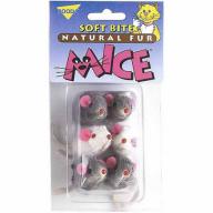 Petmate Doskocil Co. Inc. Natural Fur Mice Soft Bite Cat Toys, 6-Pack