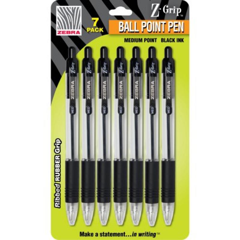 Z-Grip Retractable Ballpoint Pen, Black, 7-Pack