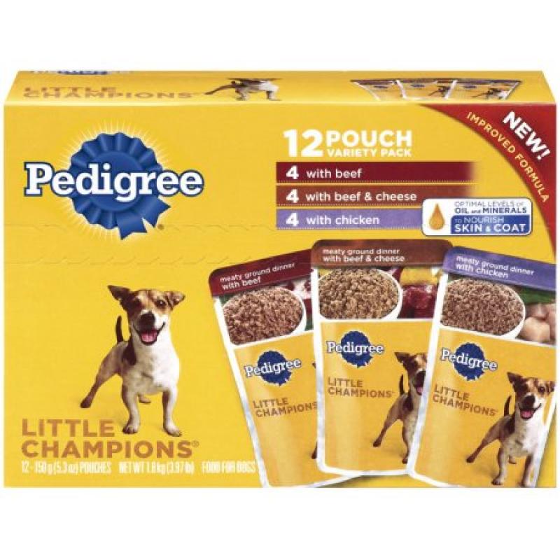 PEDIGREE LITTLE CHAMPIONS Meaty Ground Beef Variety Pack Wet Dog Food 5.3 Ounces (Pack of 12)