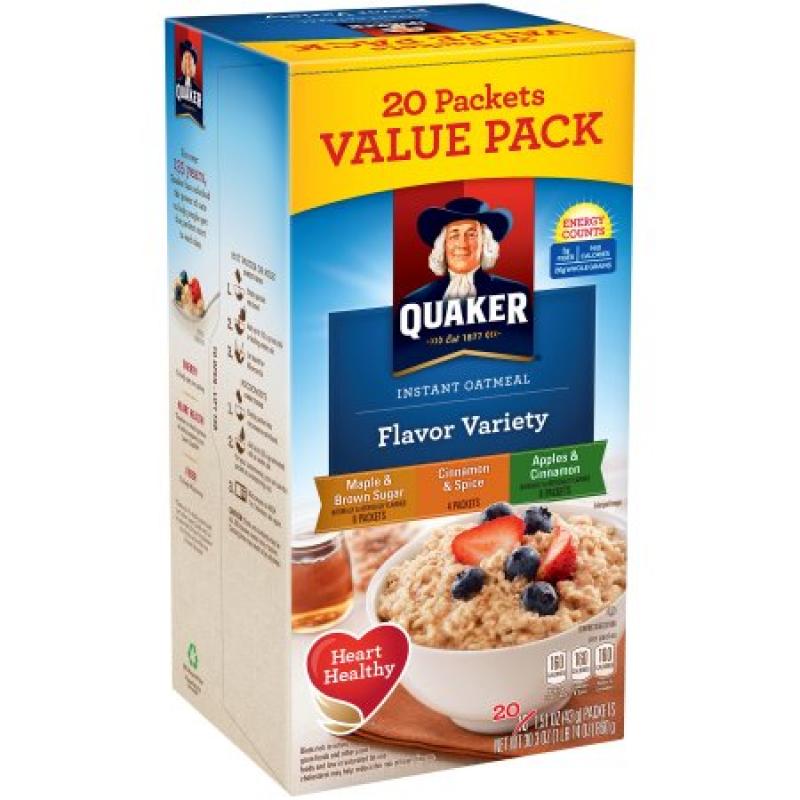 Quaker® Flavor Variety Instant Oatmeal 20-1.51 oz. Packets