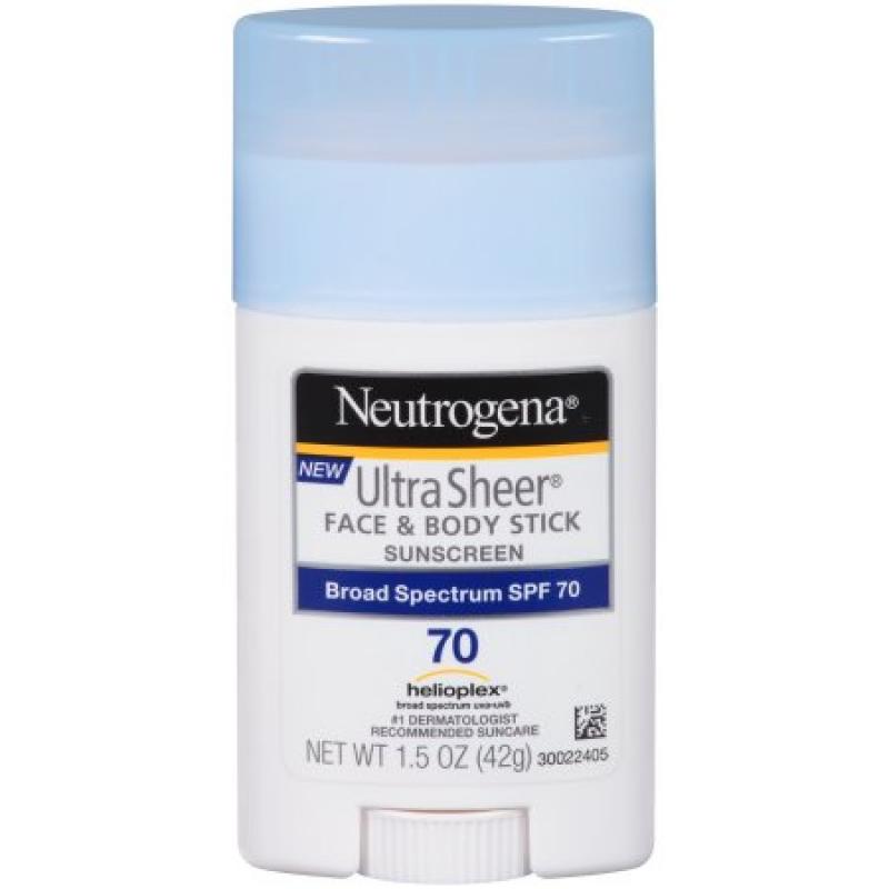 Neutrogena Ultra Sheer Face & Body Stick Sunscreen Broad Spectrum SPF 70, 1.5 Oz