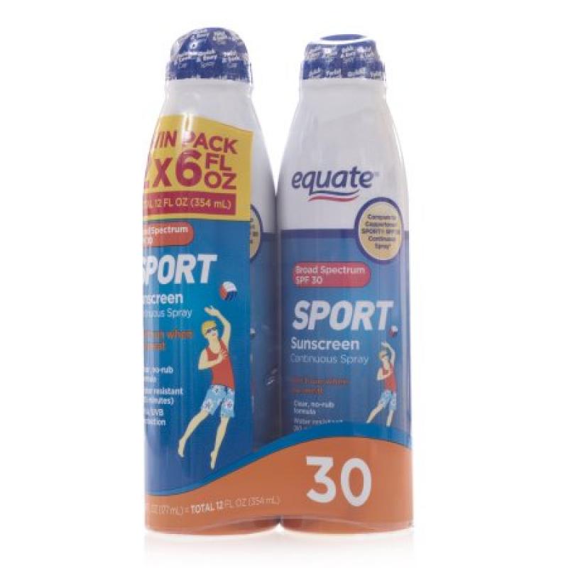 Equate Sport Continuous Spray Sunscreen, SPF 30 (Pack of 2)