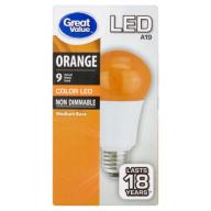 Great Value LED Light Bulb 9W Orange, A19