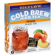 Bigelow Cold Brew Iced Tea Peach Black Tea, 6 count, 1.69 oz