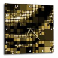 3dRose Dark and Light Green Large and Small Digital Squares Pattern, Wall Clock, 13 by 13-inch