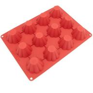 Freshware 12-Cavity Brioche Silicone Mold for Tart, Bundt, Cake, Cheesecake, Pudding and Jello, CB-112RD