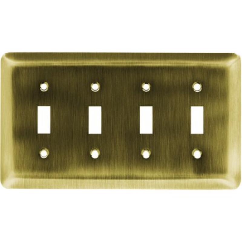 Brainerd Rounded Corner Quad Switch Wall Plate, Available in Multiple Colors