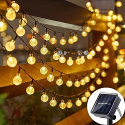 39FT 100 LED Crystal Globe Solar String Lights Outdoor WaterproofIP44, Solar Light For Outside, 8 Lighting Modes Solar Powered Patio Lights For Garden Yard Porch Wedding Party Decor Warm White