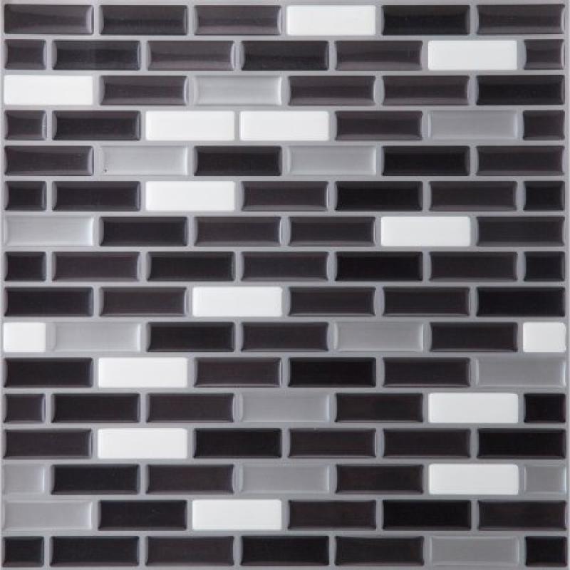 Magic Gel Silver/Black 9.125x9.125 Self Adhesive Vinyl Wall Tile - 6 Tiles/4.50 sq Ft.