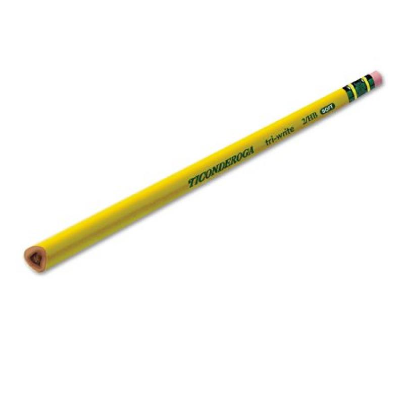 Ticonderoga Tri-Write Woodcase Pencil, HB #2, Yellow, Dozen