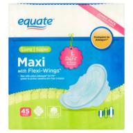 Equate Super Long Maxi Pads With Flexi-Wings, 45 ct