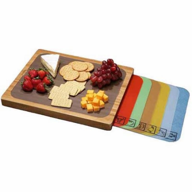 Seville Classics Bamboo Cutting Board with 7 Mats