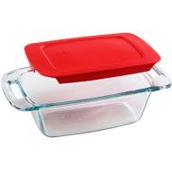 Pyrex Easy Grab 1.5qt Loaf Dish with Red Plastic Cover