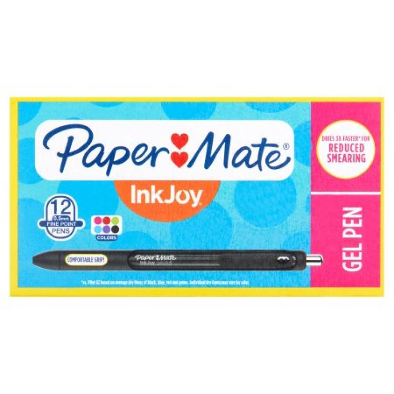 Paper Mate InkJoy Gel Pen, Fine Point, Black, Box of 12