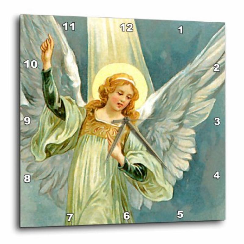 3dRose Angel In Beam of Heavenly Light, Wall Clock, 15 by 15-inch