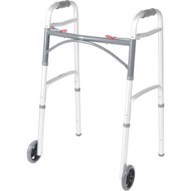 Drive Medical Deluxe Two Button Folding Walker with 5" Wheels