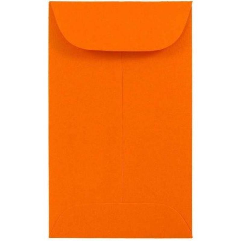 JAM Paper Open End Envelopes, #3 coin (2-1/2" x 4-1/4"), Brite Hue Orange, 25pk