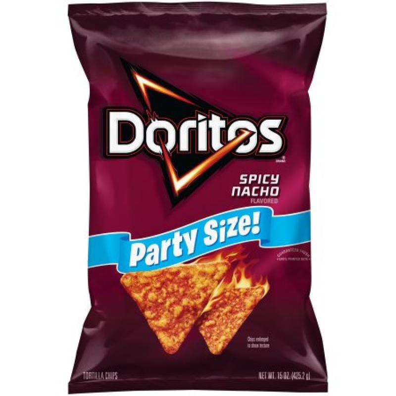 Doritos Party Size Spicy Nacho Tortilla Chips 15.0 Ounce Plastic Bag