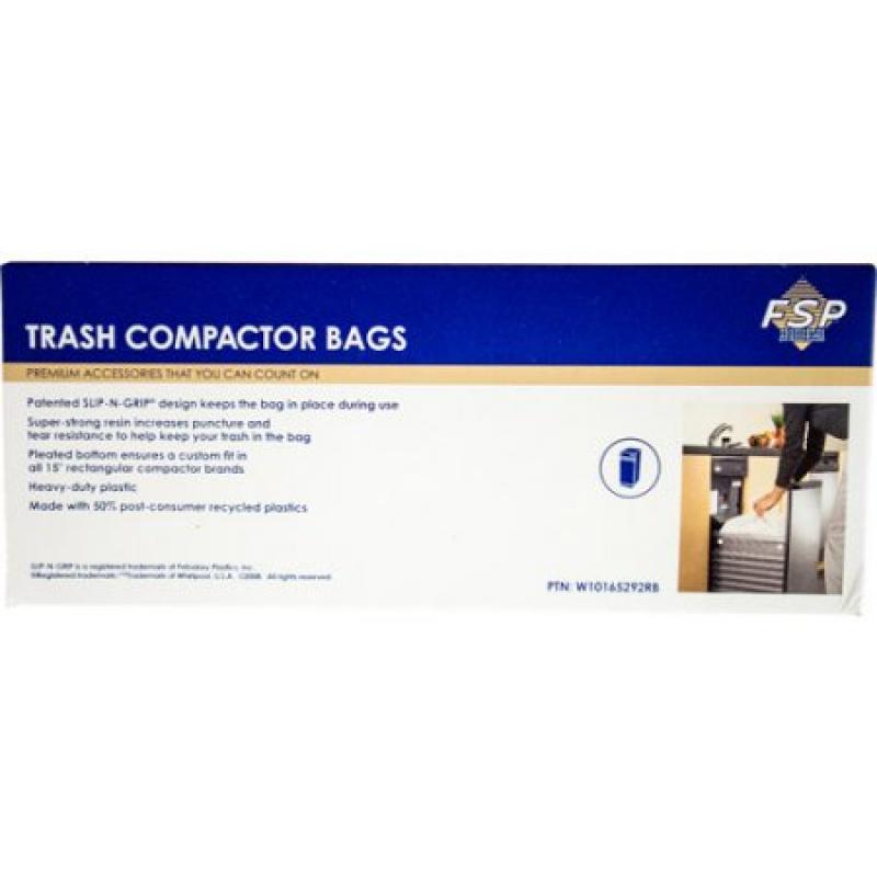 Whirlpool, 15" Plastic Compactor Bags with Odor Remover, W10165292RB