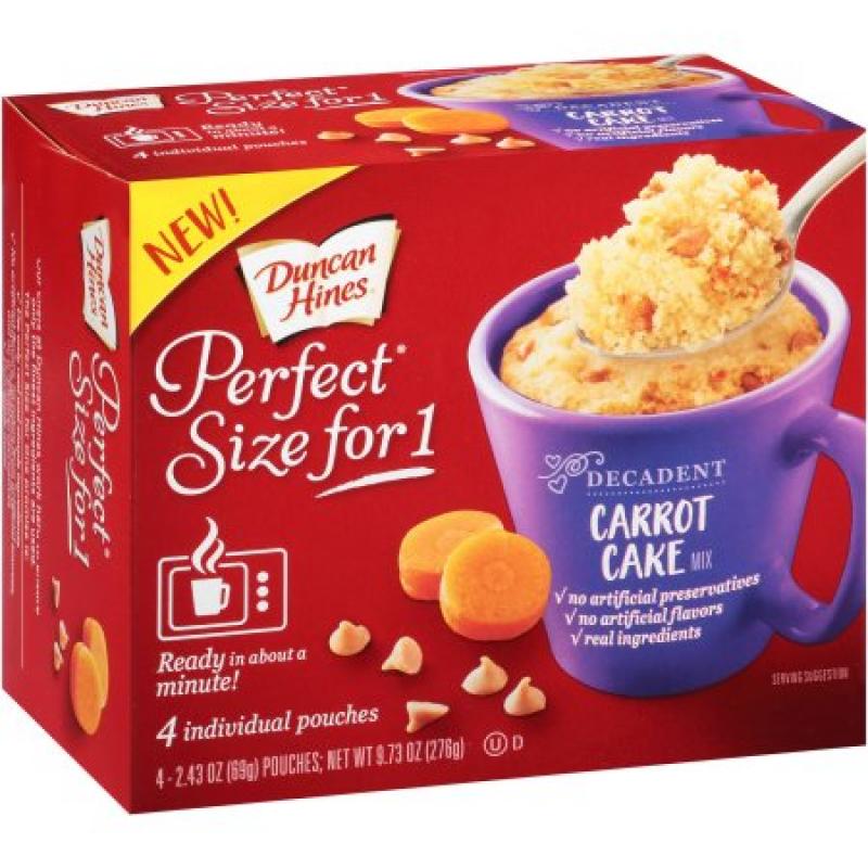 Duncan Hines Perfect Size for 1 Decadent Carrot Cake Mix, 2.43 oz, 4 count