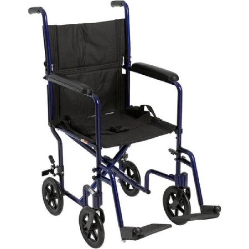 Drive Medical Lightweight Blue Transport Wheelchair