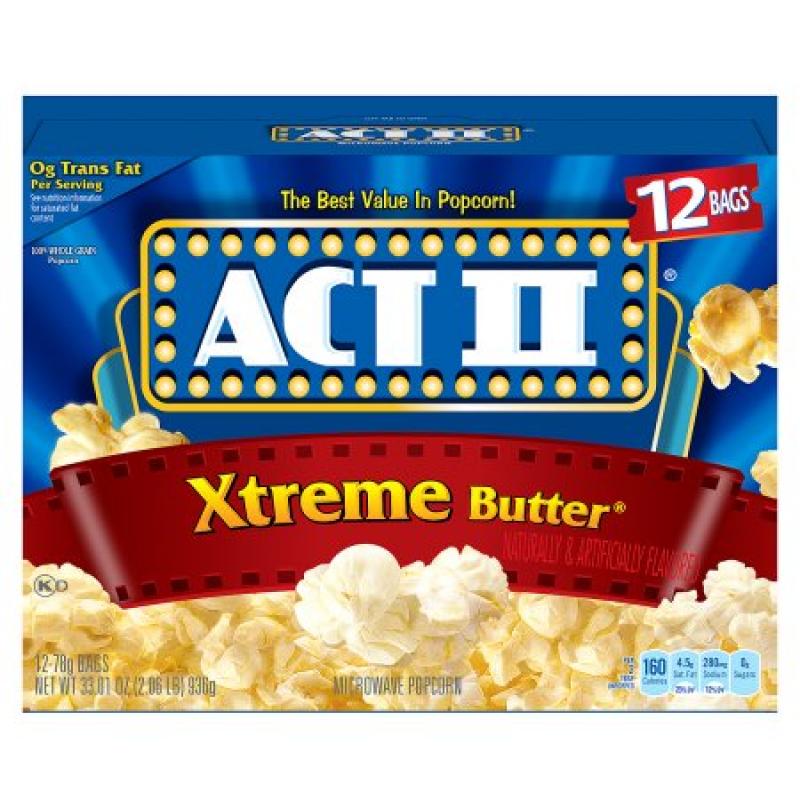 ACT II Xtreme Butter Microwave Popcorn, 12 ct, 33.01 oz