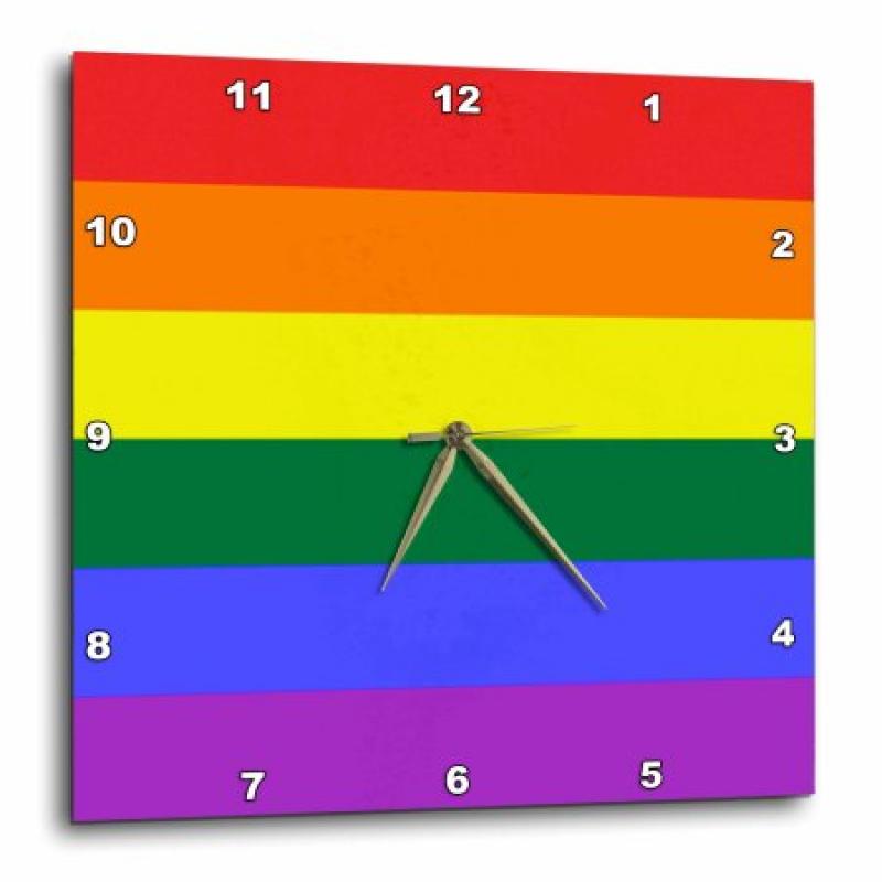 3dRose Rainbow Flag Gay Lesbian Pride Icon, Wall Clock, 13 by 13-inch