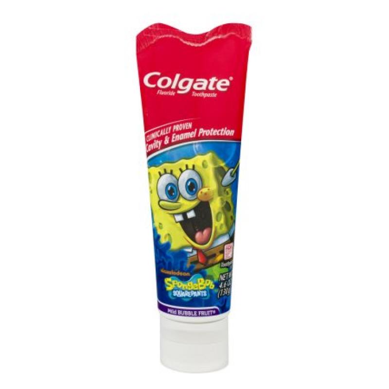 Colgate Spongebob Squarepants Fluoride Toothpaste Mild Bubble Fruit, 4.6 OZ