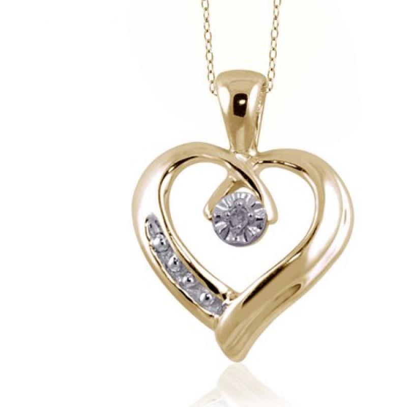 JewelersClub White Diamond Accent Gold over Silver Heart Pendant