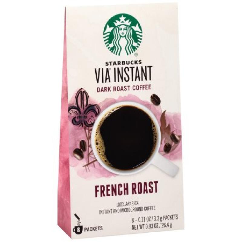 Starbucks Via Instant French Dark Roast Coffee, 0.11 oz, 8 count