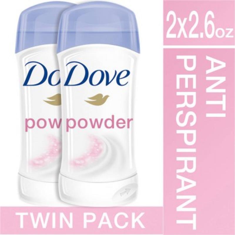 Dove Powder Antiperspirant Deodorant, 2.6 oz, Twin Pack