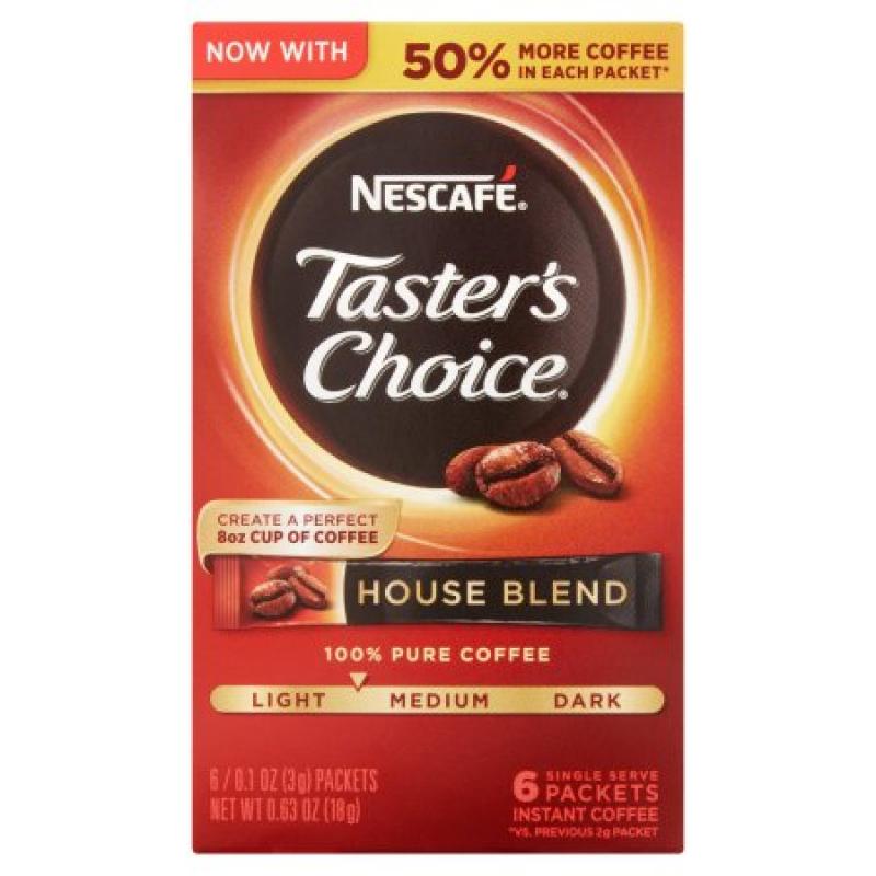 NESCAFE TASTER&#039;S CHOICE House Blend Instant Coffee 6-0.1 oz. Single Serve Packets