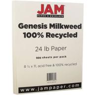 JAM Paper Recycled Paper, 8.5 x 11, 24 lb Milkweed Genesis Recycled, 500 Sheets/Ream