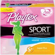 Playtex Sport Tampons Unscented Super Plus Absorbency - 36 Count