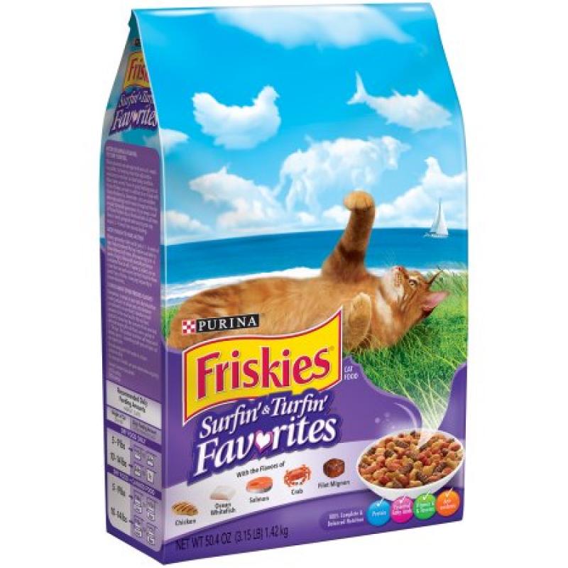 Purina Friskies Surfin&#039; & Turfin&#039; Favorites Cat Food 3.15 lb. Bag