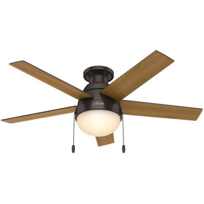 Hunter Fans 46" Anslee Low Profile Premier Bronze Ceiling Fan with Light