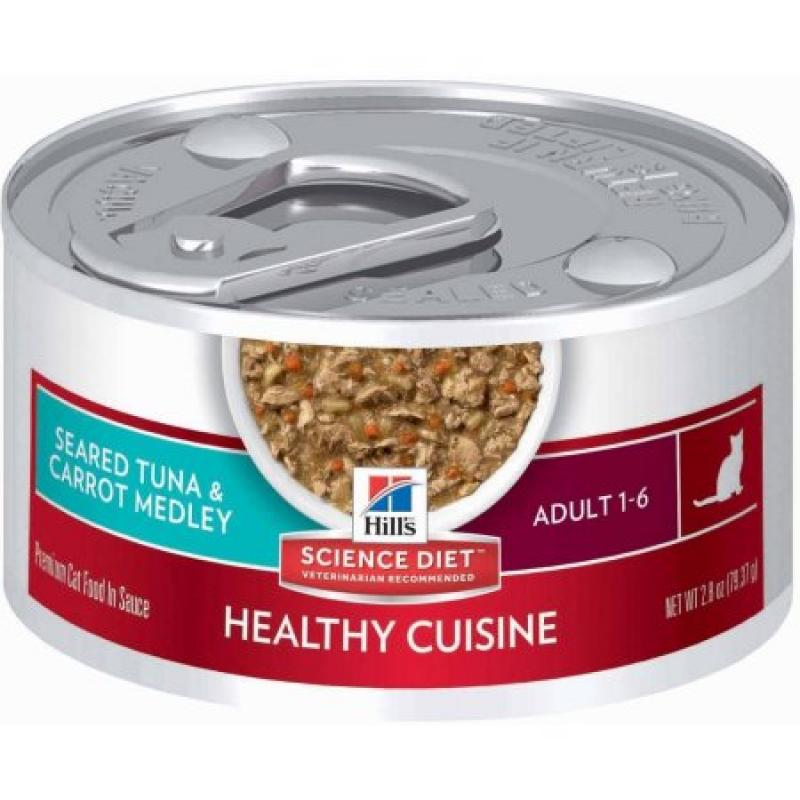 Hill&#039;s Science Diet Adult Healthy Cuisine Seared Tuna & Carrot Medley Canned Cat Food, 2.8 oz, 24-pack