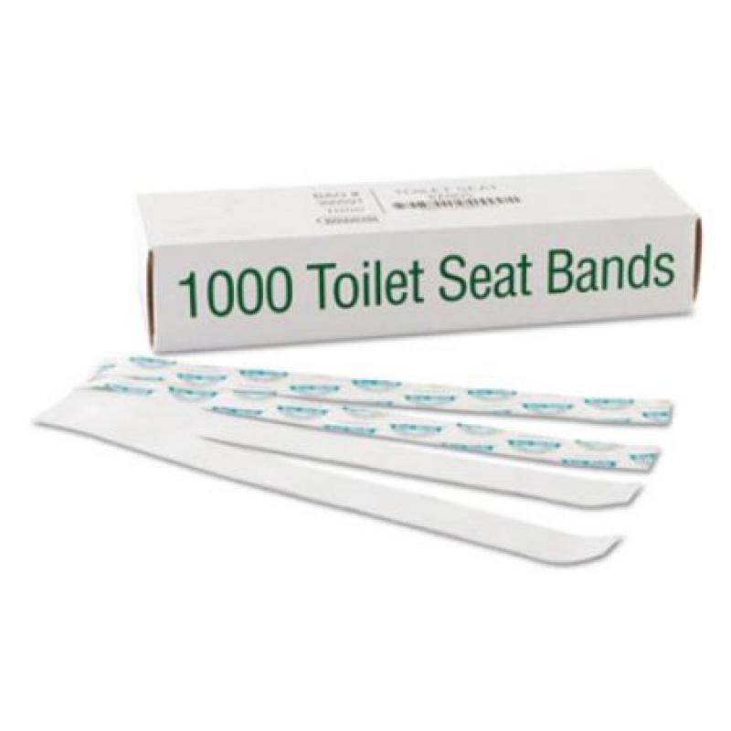 Bagcraft Papercon Sani/Shield Printed Paper Blue/White Deep Toilet Seat Bands, 1000 count