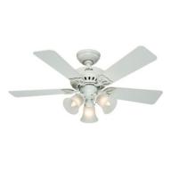 Hunter Fan Company 53081 The Beacon Hill 42" Ceiling Fan with 5 White/Light Oak Blades with Light Kit, White