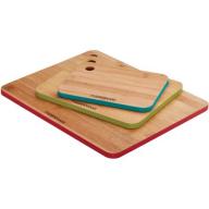 Farberware 3-Piece Bamboo Cutting Board Set with Color Edges