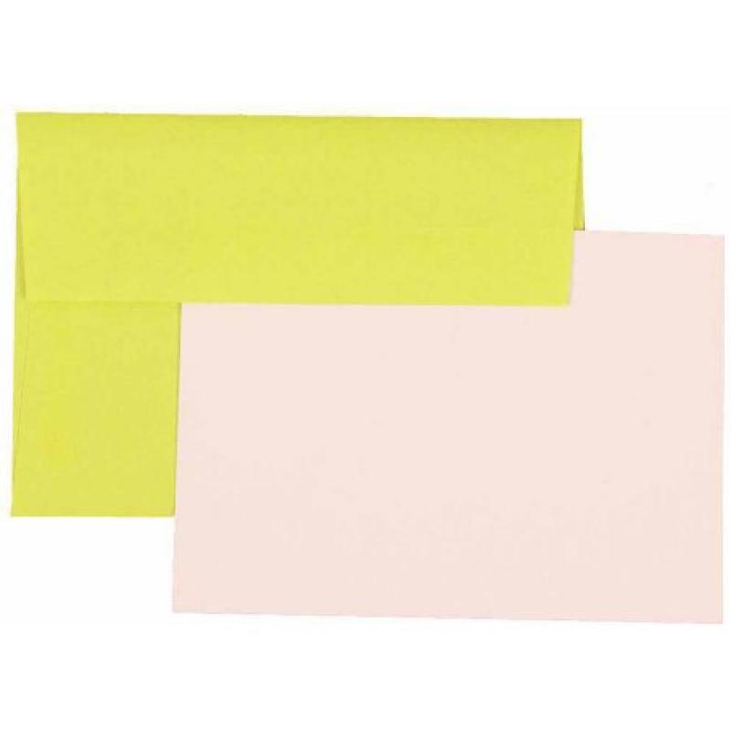 JAM Paper Recycled Personal Stationery Sets with Matching 4bar/A1 Envelopes, Ultra Lime Green, 25-Pack
