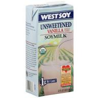 West Soy Unsweetened Vanilla Soy Milk, 32 oz (Pack of 12)
