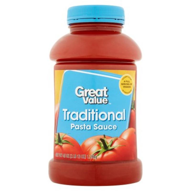 Great Value Traditional Pasta Sauce, 45 oz