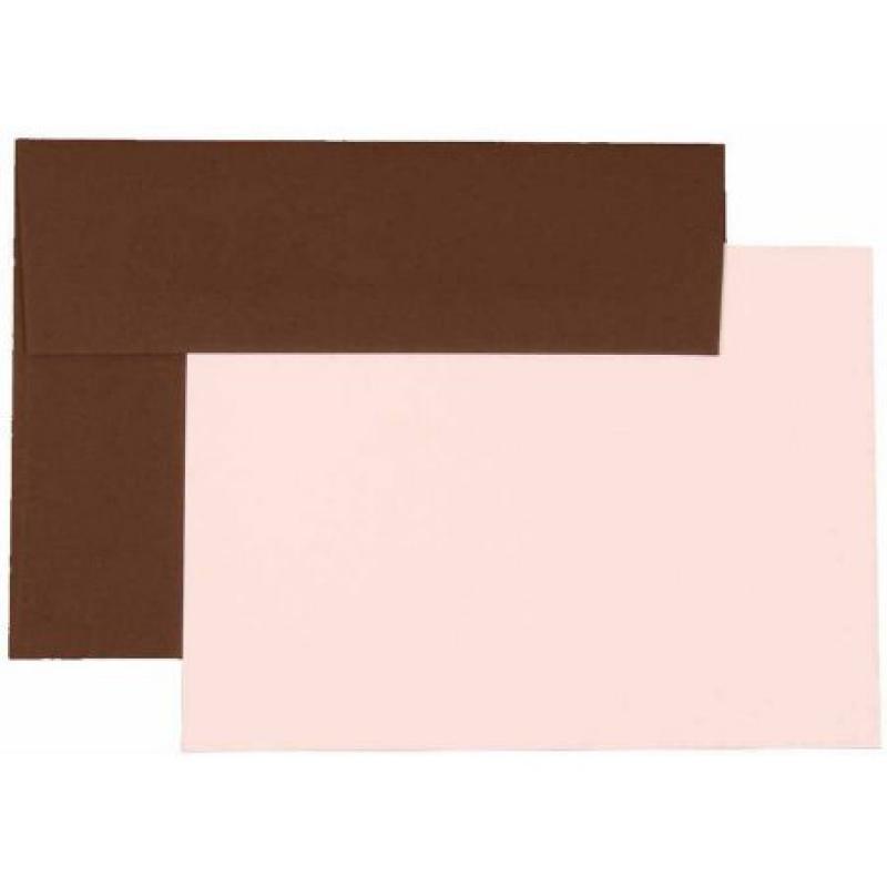 JAM Paper 100 Percent Recycled Personal Stationery Sets with Matching A7 Envelopes, Chocolate Brown, 25-Pack