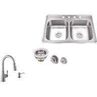 Magnus Sinks 33" x 22" 20 Gauge Stainless Steel Double Bowl Kitchen Sink with Arc Kitchen Faucet