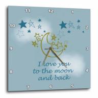 3dRose I Love You to the moon and back , Wall Clock, 10 by 10-inch