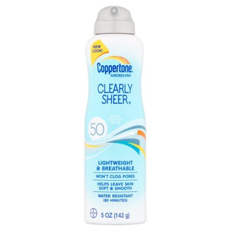 Bayer Coppertone Clearly Sheer Sunscreen Spray Broad Spectrum, SPF 50, 5 fl oz