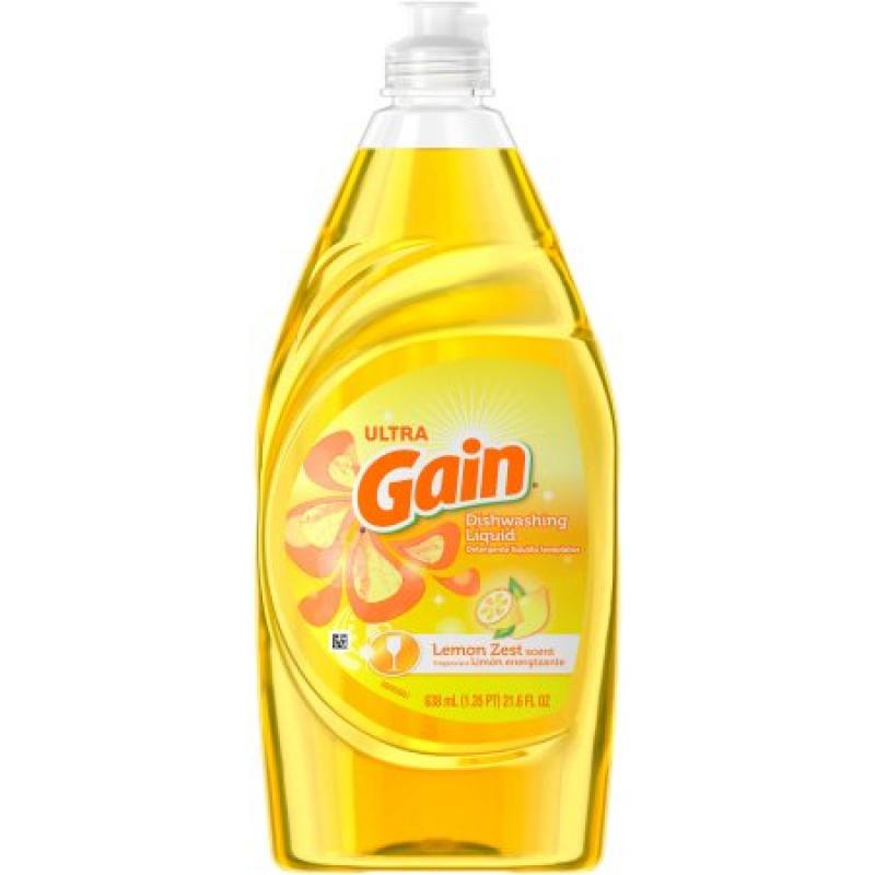 Ultra Gain Lemon Zest Dishwashing Liquid, 21.6 fl oz